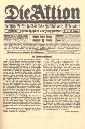 Titelblatt 'Die Aktion' 1911